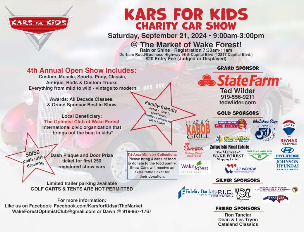 4rd annual KARS For KIDS Charity Car Show Wake Forest – Piedmont ...